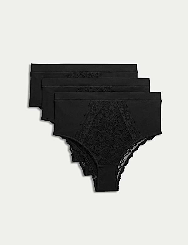 3pk Cotton Rich Lace Brazilian Stoma Knickers - PT