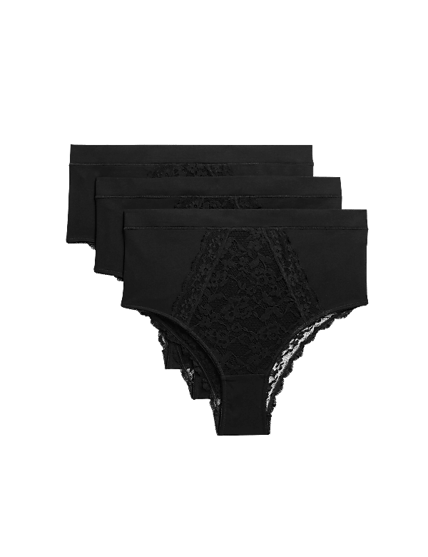 3pk Cotton Rich Lace Brazilian Stoma Knickers