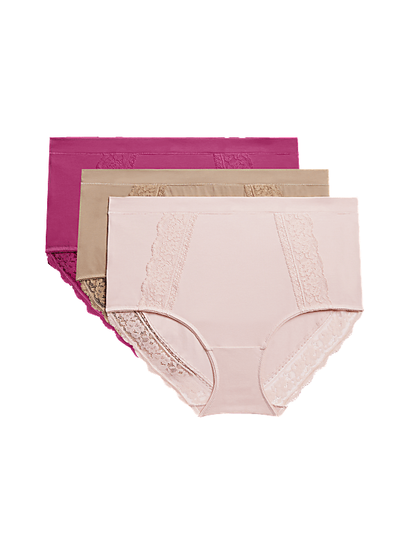 3pk Cotton Rich Lace Full Brief Stoma Knickers
