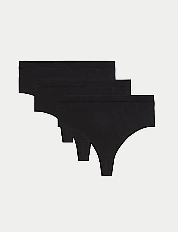 Lot de 3 strings taille haute en coton à motif Stoma - CH