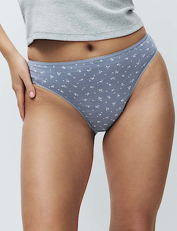 5pk Pure Cotton High Leg Knickers - US