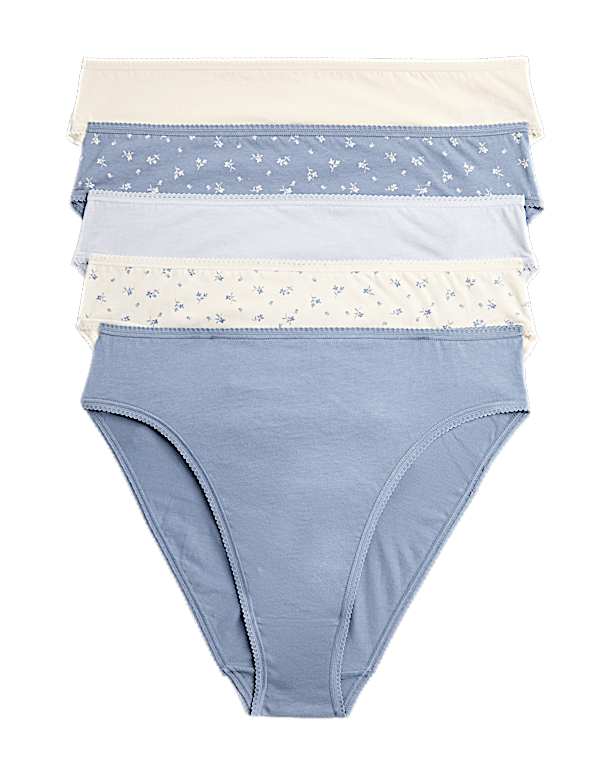 5pk Pure Cotton High Leg Knickers