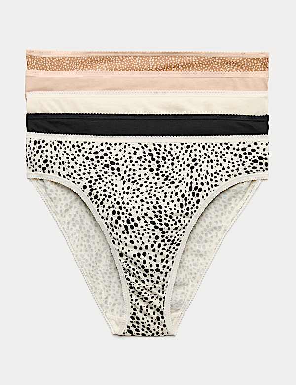 5pk Pure Cotton High Leg Knickers