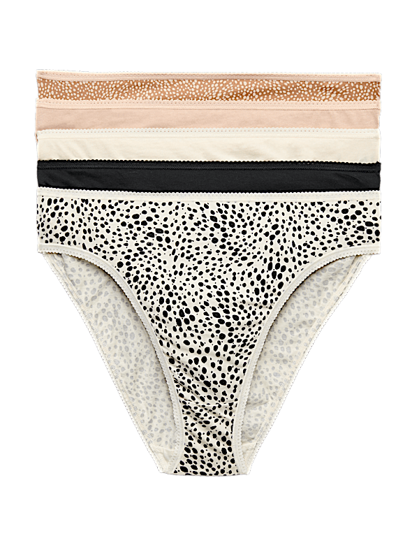 5pk Pure Cotton High Leg Knickers