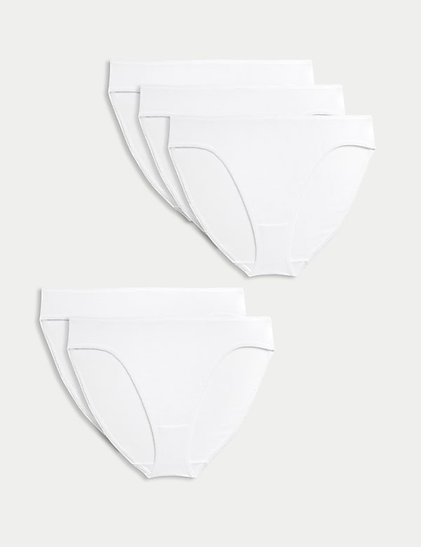 5pk Pure Cotton High Leg Knickers - US