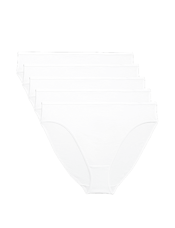 5pk Pure Cotton High Leg Knickers