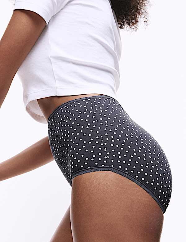 Pack de 5 braguitas altas estampadas 100 % algodón - US