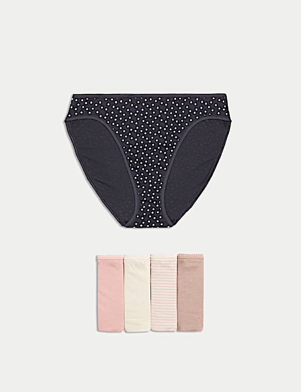 5pk Pure Cotton Printed High Leg Knickers - SK