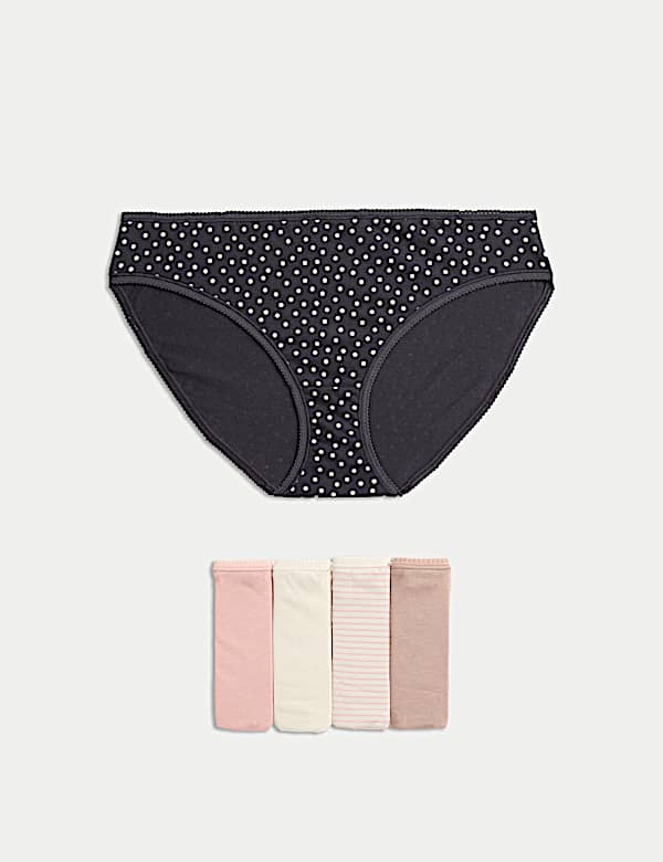 5pk Pure Cotton Printed Bikini Knickers - IS