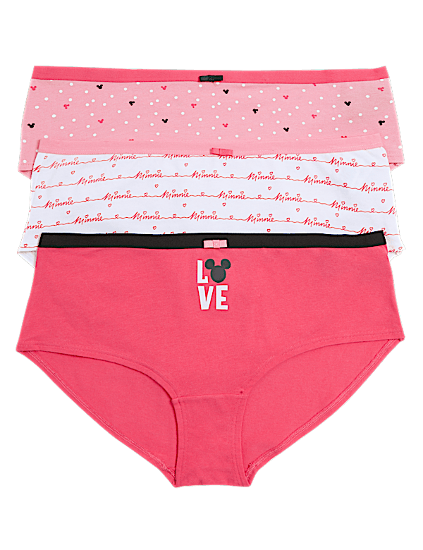 3pk Cotton Lycra® Minnie Mouse™ Printed Knicker Shorts