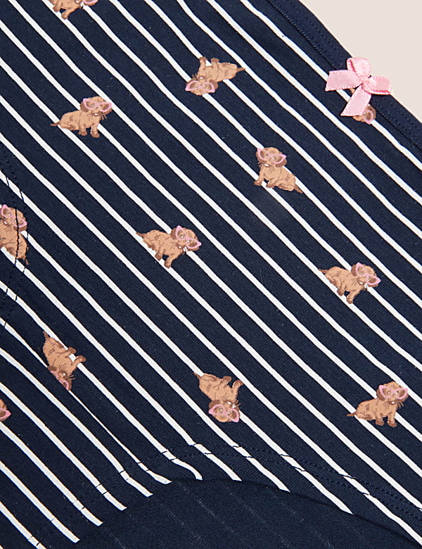 5pk Cotton Lycra Dog Print Low Rise Short