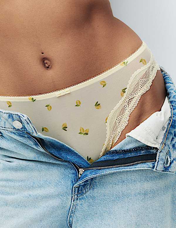2 Pack Floral Mesh High Leg Knickers - KR