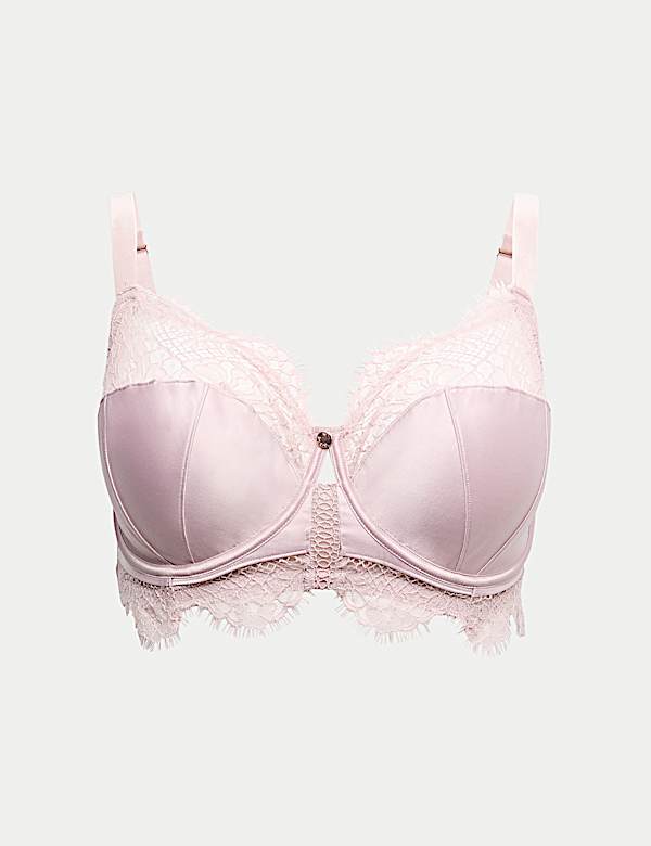Saffron Satin & Lace Wired Balcony Bra (F-H) - JP