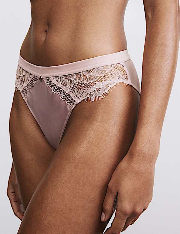 Saffron Satin & Lace High Leg Knickers