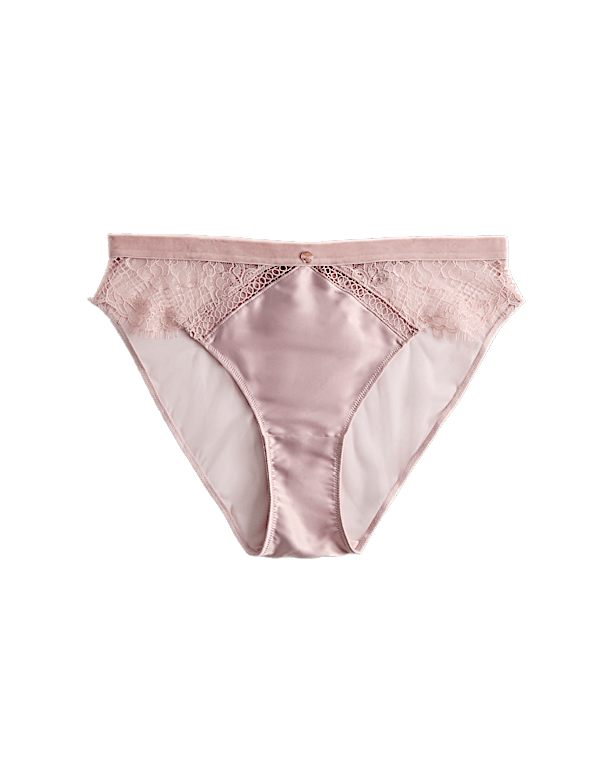 Saffron Satin & Lace High Leg Knickers