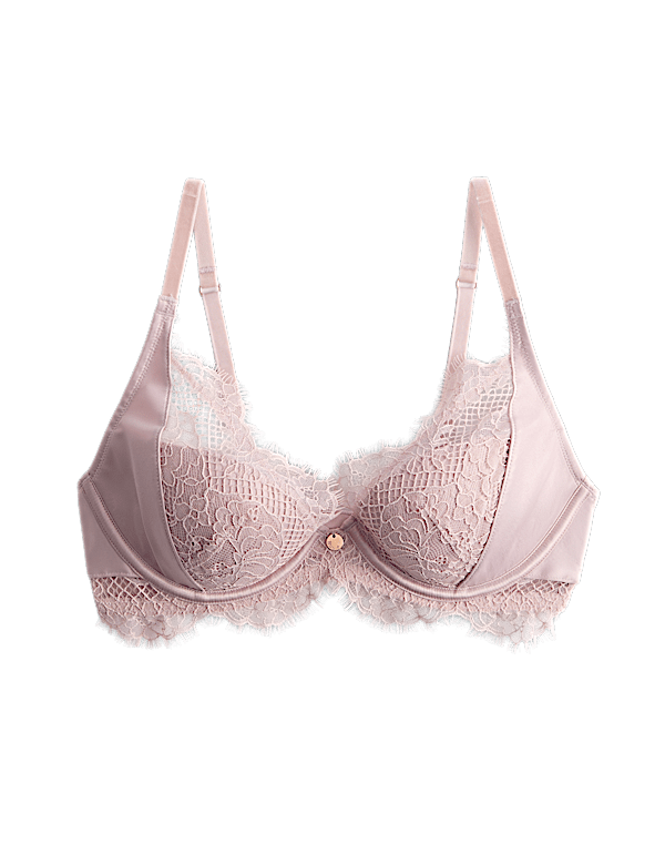 Saffron Satin & Lace Wired Plunge Bra (A-E)