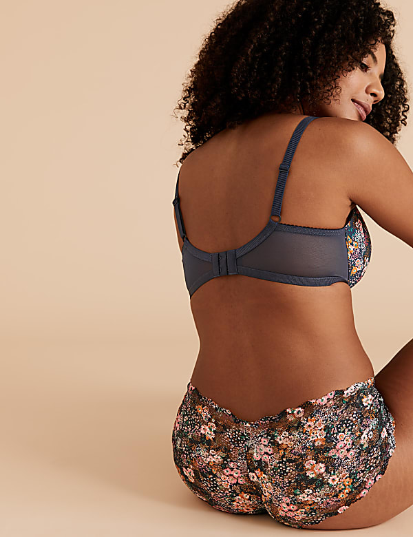 Lace Trim Wired Plunge Bra A-E
