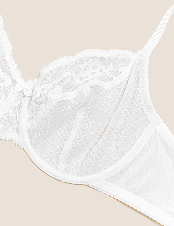 Lace Trim Underwired Balcony Bra A-E - AL