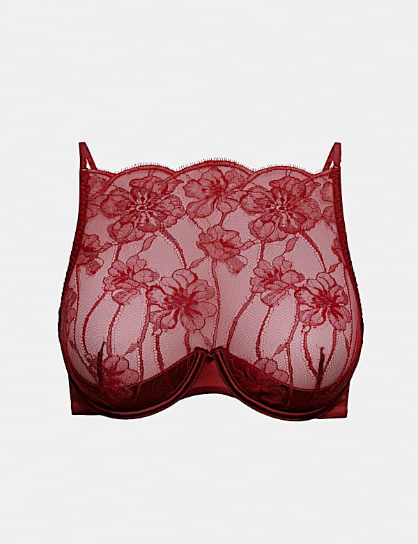 Belle Lace High Neck Quarter Cup Balcony Bra A-E - MV