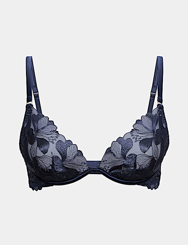 Siren Embroidery Quarter Cup Plunge Bra A-E - MV