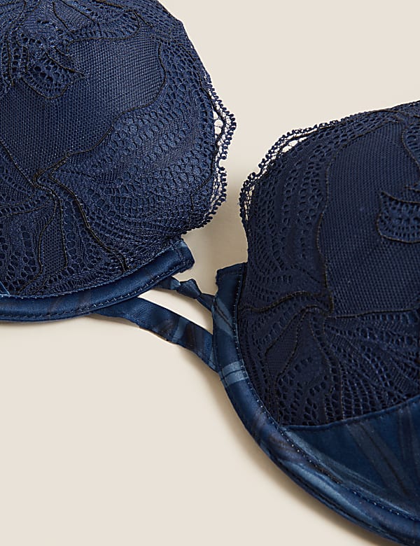 Graphic Floral Lace Underwired Plunge Bra A-DD