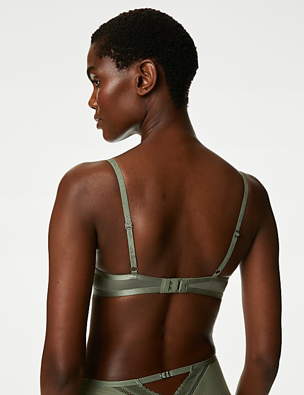Mesh Striped Wired Plunge Bra A-E
