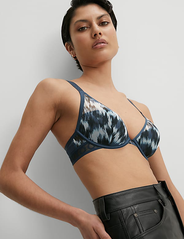 Tivoli Mesh Printed Wired Plunge Bra