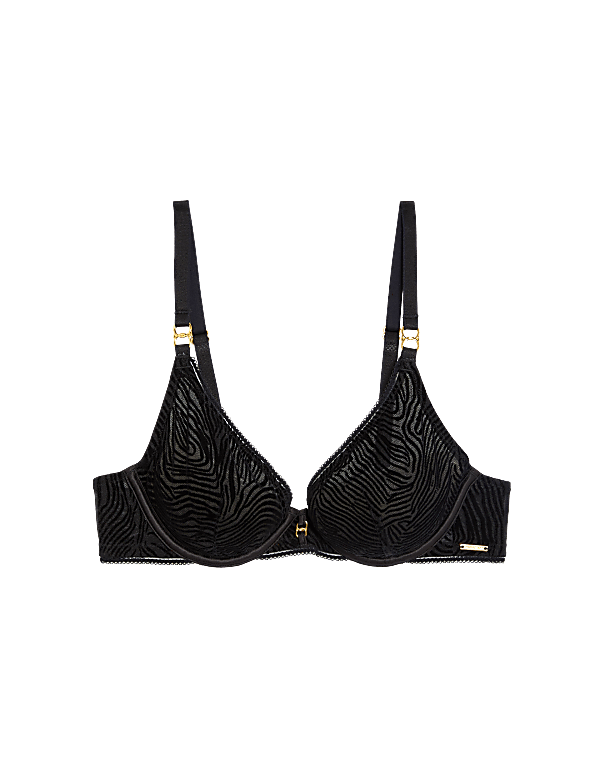 Oslo Flock Wired Plunge Bra (A-E)