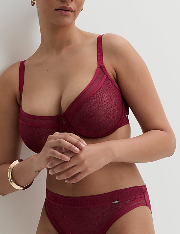 Tivoli Patterned Lace Wired Minimiser Bra (C-G) - BG