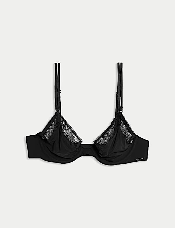 Boston Microfibre Lace Trim Wired PlungeBra - CZ
