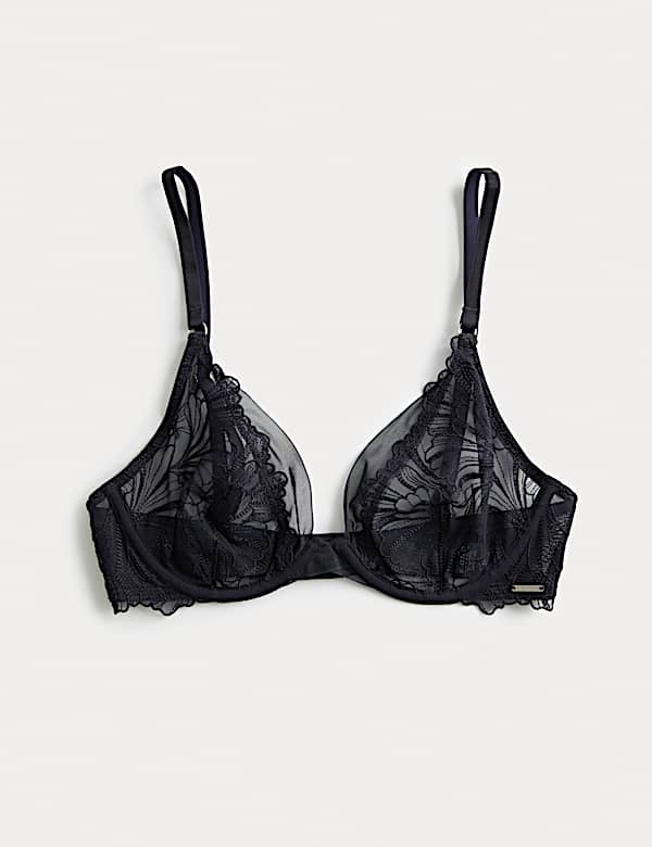 Monaco Embroidery Wired Plunge Bra (A-E) - GR