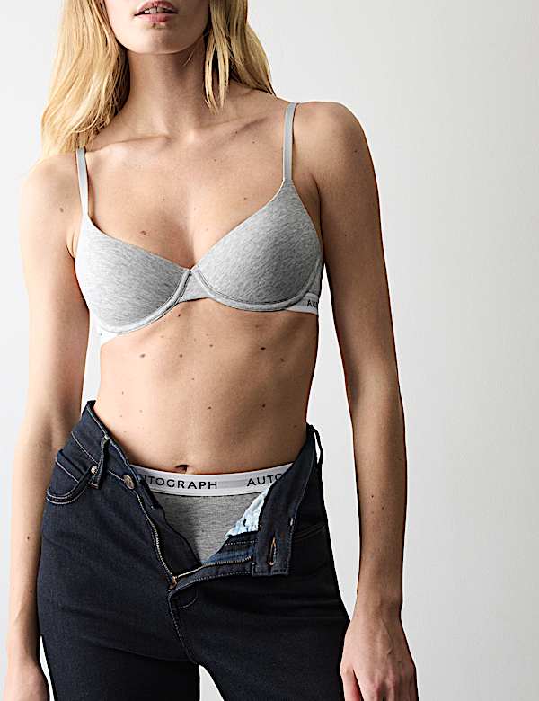 חזיית Lille מבד עשיר בכותנה עם חצי קאפ וברזלים (מידות A-&rlm;E) - IL