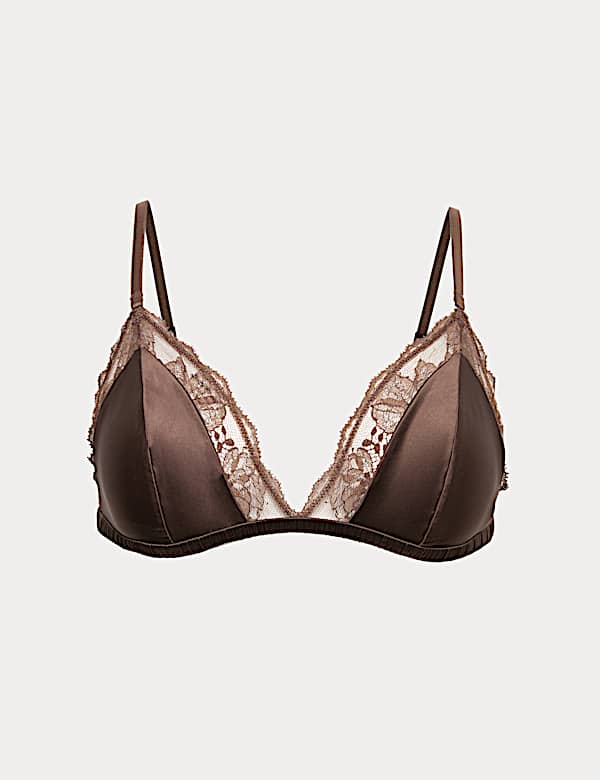 Savannah Satin & Lace Triangle Bralette - HR