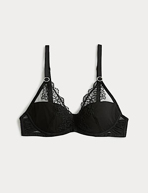 Seoul Mesh Embroidery Wired Plunge Bra (A-E) - JP