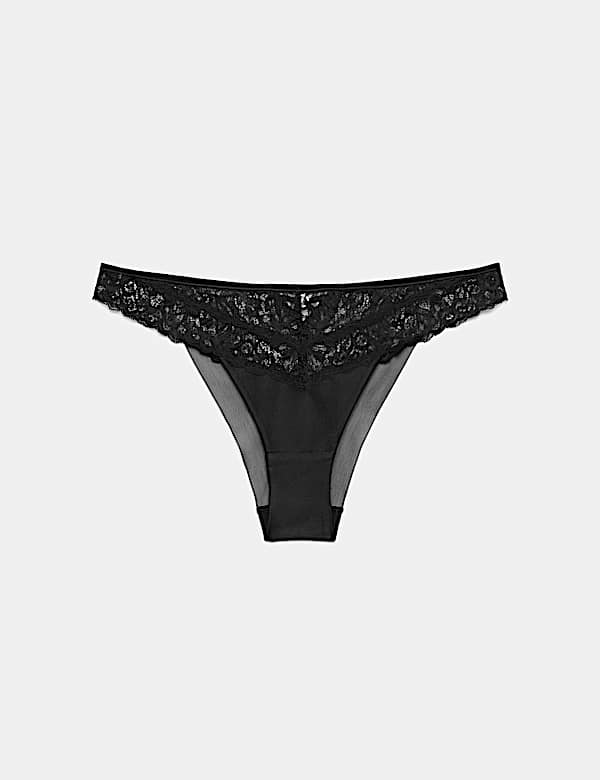 Tanga en soie & dentelle - FR