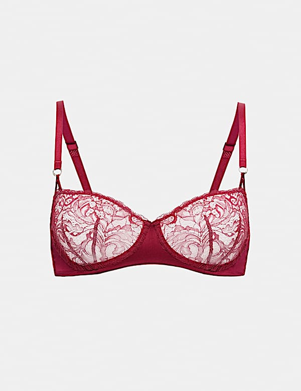 Lace with Silk Wired Balcony Bra A-E - EE