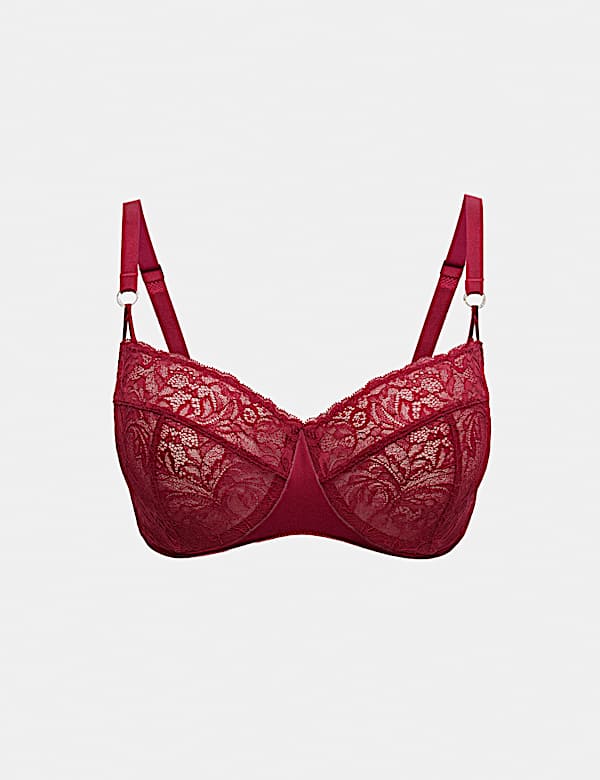 Lace with Silk Wired Balcony Bra F-H - BE