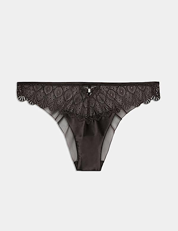 Embroidered Mesh Back Brazilian Knickers - VN