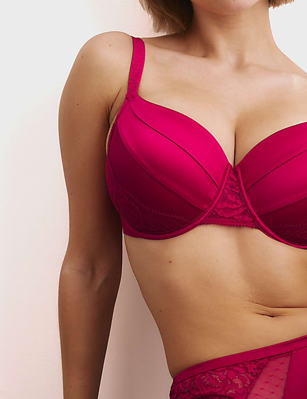 Sujetador de copa completa con aros de seda y encaje para copa F-H - ES