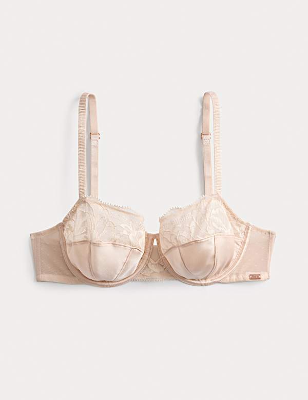 Soutien-gorge en soie et dentelle &agrave; armatures et balconnet - FR
