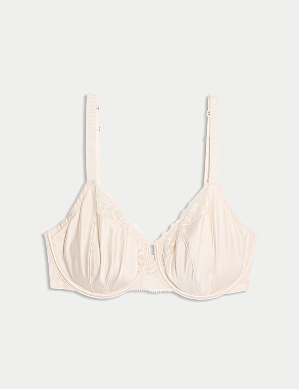 Silk & Lace Wired Balcony Bra (F-H) - GR