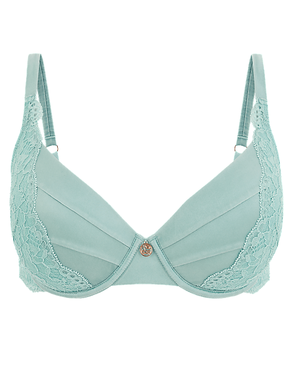 Lace Wired Full Cup Bra With Silk A-E