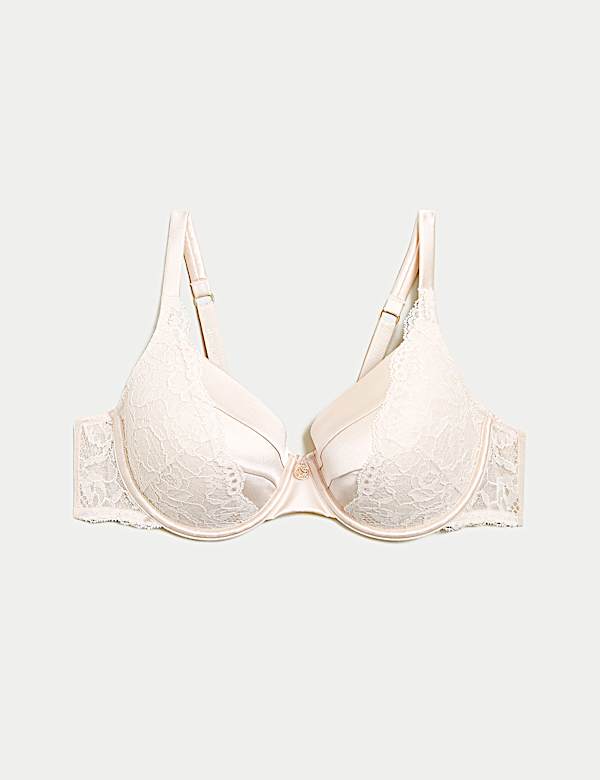 Lace Wired Full Cup Bra With Silk A-E