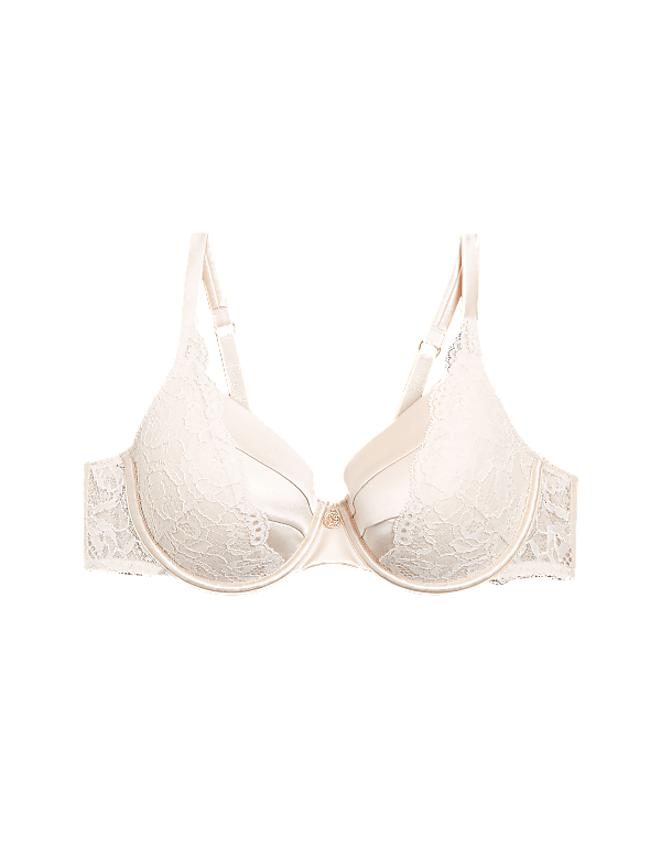 Lace Wired Full Cup Bra With Silk A-E