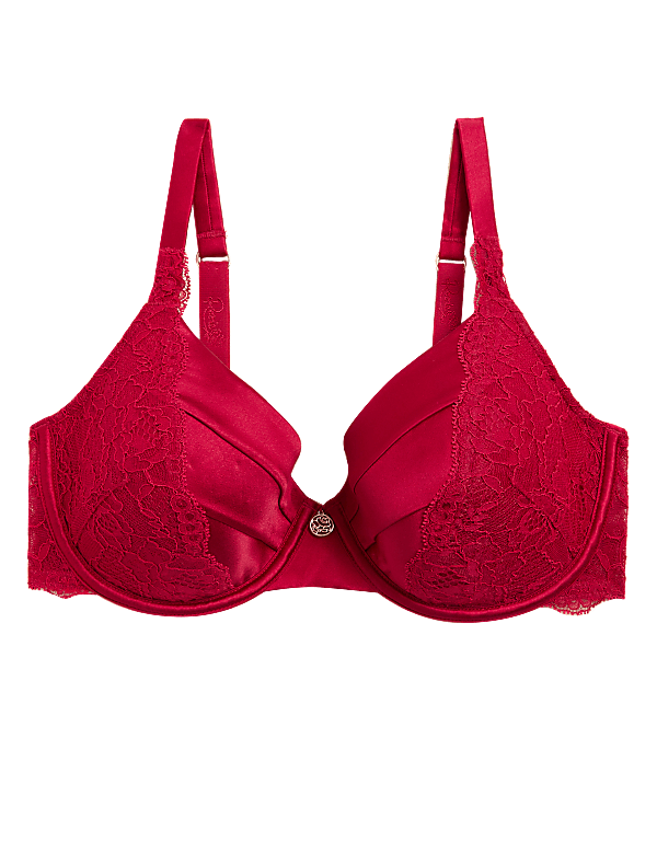 Lace Wired Full Cup Bra With Silk A-E