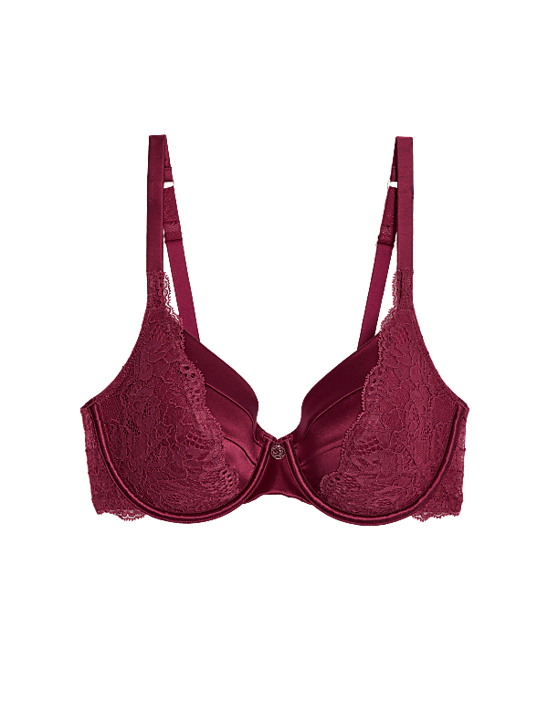 Lace Wired Full Cup Bra With Silk A-E