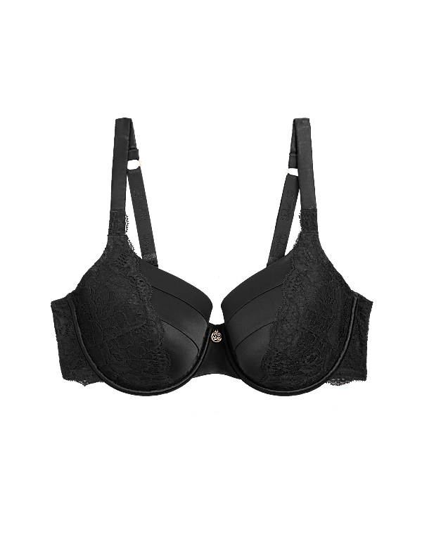 Lace Wired Full Cup Bra With Silk A-E