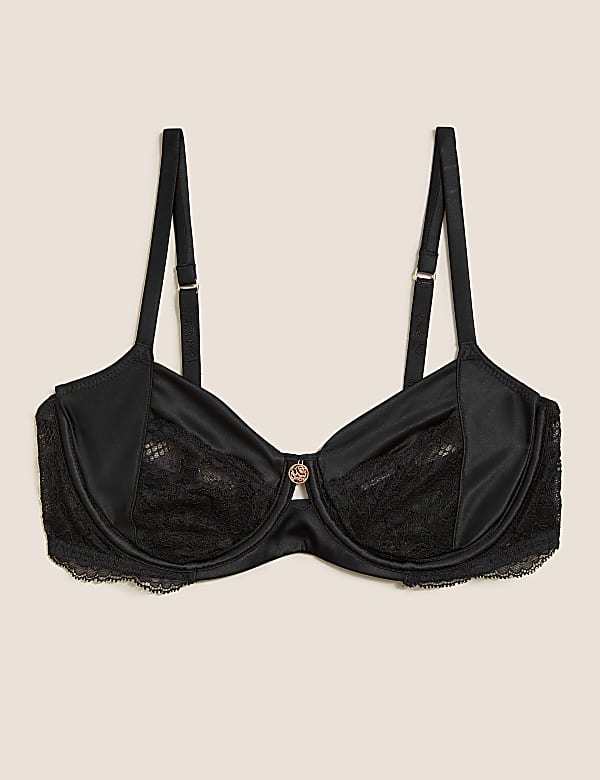 Silk & Lace Trim Non-Padded Balcony Bra
