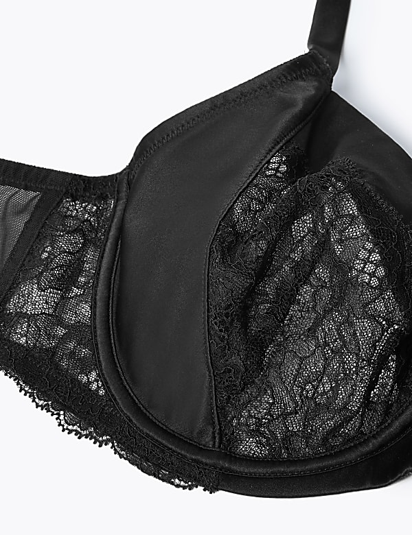 Silk & Lace Trim Non-Padded Balcony Bra