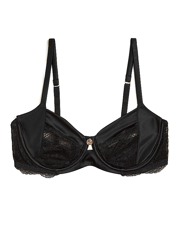 Silk & Lace Trim Non-Padded Balcony Bra